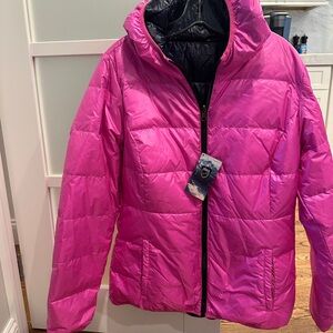 SKEA Women's Reversible Puffy Jacket - Navy and Fuchsia